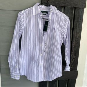 NWT Ralph Lauren Purple Striped Button Up Shirt